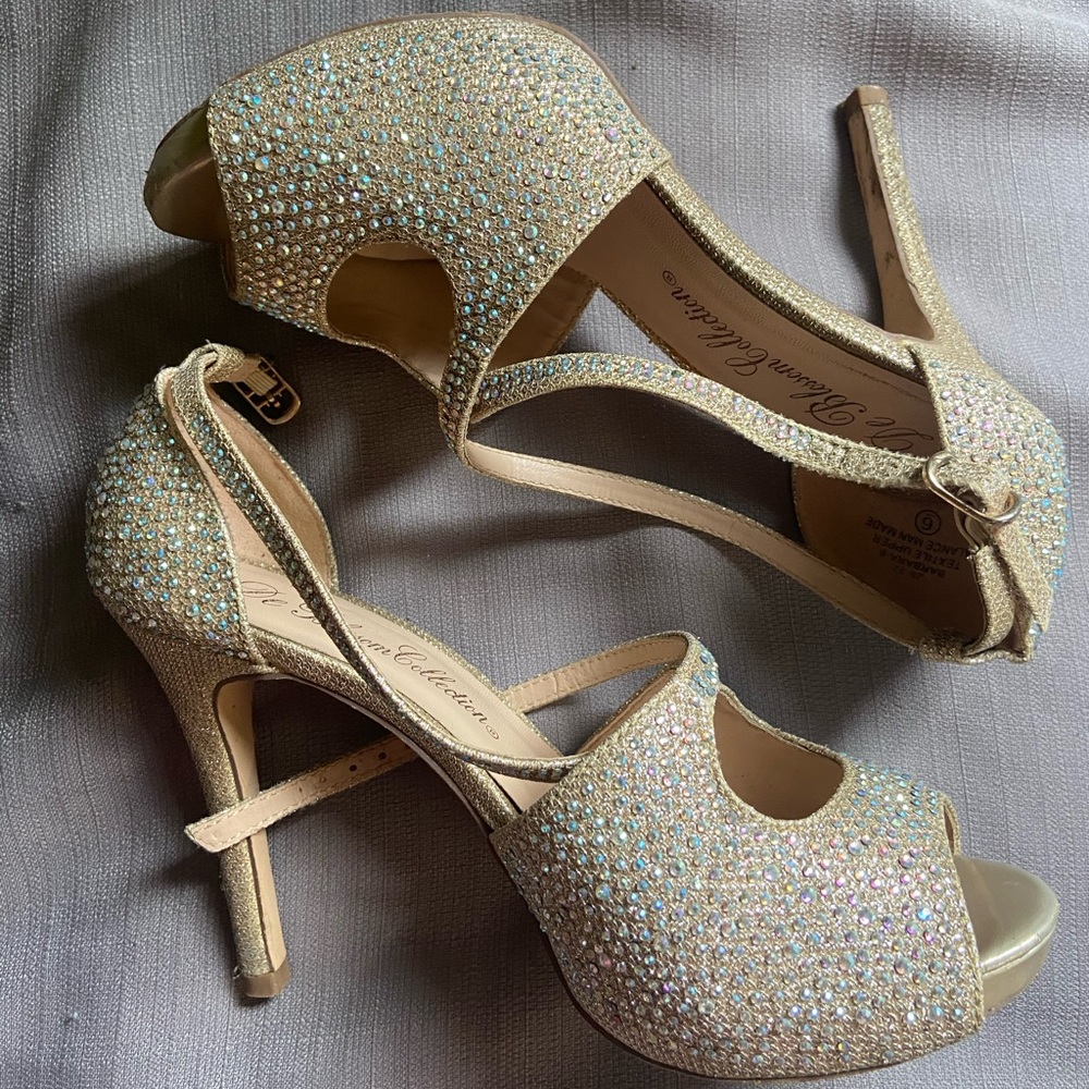 Nude sparkle heels